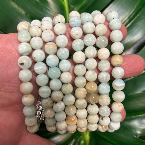 GORGEOUS caribbean calcite handmade beaded bracelet 8mm - Picture 4 of 6